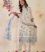 Women Floral Embroidered Regular Kurta with Trousers & With Dupatta