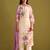 Floral Printed Beads And Stones Notch Neck Linen Kurta With Trousers & Dupatta