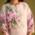 Floral Printed Beads And Stones Notch Neck Linen Kurta With Trousers & Dupatta