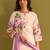 Floral Printed Beads And Stones Notch Neck Linen Kurta With Trousers & Dupatta