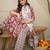 Floral Printed V-Neck Pure Cotton Straight Kurta With Trousers And Dupatta