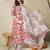 Floral Printed V-Neck Pure Cotton Straight Kurta With Trousers And Dupatta