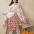 Floral Printed V-Neck Pure Cotton Straight Kurta With Trousers And Dupatta