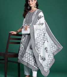 Floral Woven Design Kurta With Trousers & Dupatta