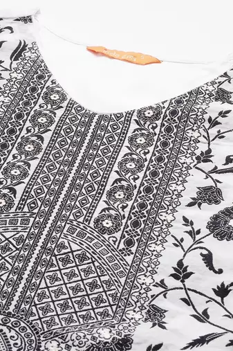 Floral Woven Design Kurta With Trousers & Dupatta