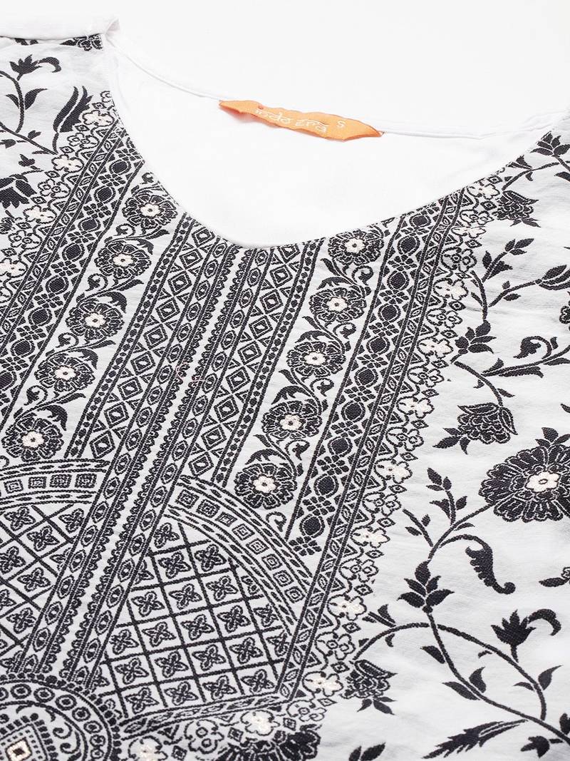 Floral Woven Design Kurta With Trousers & Dupatta