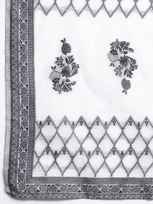 Floral Woven Design Kurta With Trousers & Dupatta 4