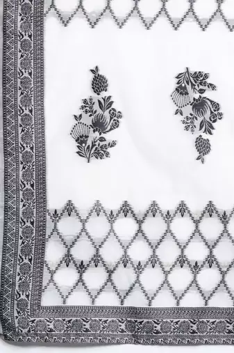Floral Woven Design Kurta With Trousers & Dupatta