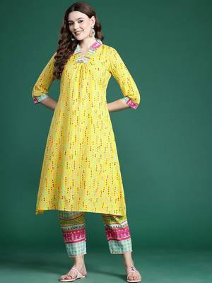 Printed Pure Cotton Kurta with Trousers 4
