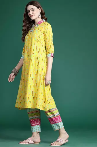 Printed Pure Cotton Kurta with Trousers