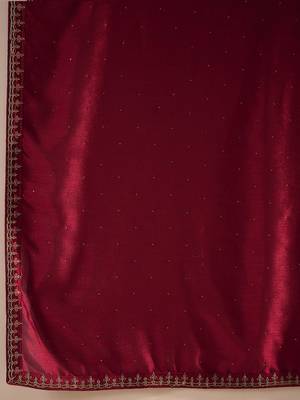 Maroon Ethnic Motifs Embroidered Regular Sequinned Kurta with Trousers & Dupatta 7