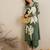 Green Floral Printed Sequinned V-Neck Straight Kurta With Salwar