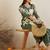 Green Floral Printed Sequinned V-Neck Straight Kurta With Salwar