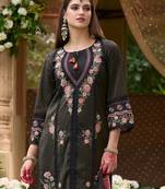 Women Floral Embroidered Panelled Thread Work Kurta with Trousers & With Dupatta