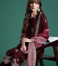 Floral Embroidered Sequinned Kurta With Trousers & Dupatta