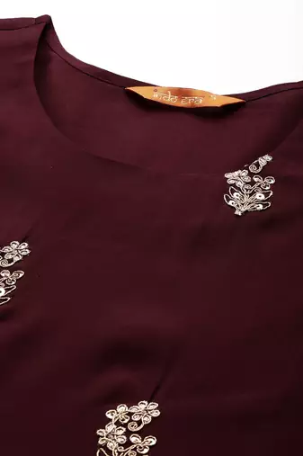 Floral Embroidered Sequinned Kurta With Trousers & Dupatta