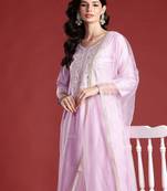 Ethnic Motifs Embroidered Thread Work Liva Kurta with Trousers & Dupatta