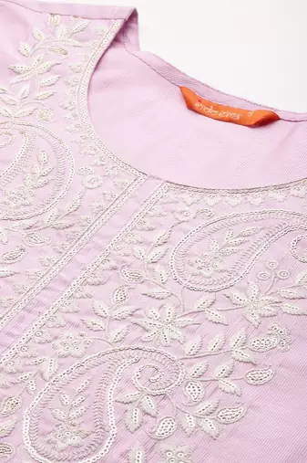 Ethnic Motifs Embroidered Thread Work Liva Kurta with Trousers & Dupatta