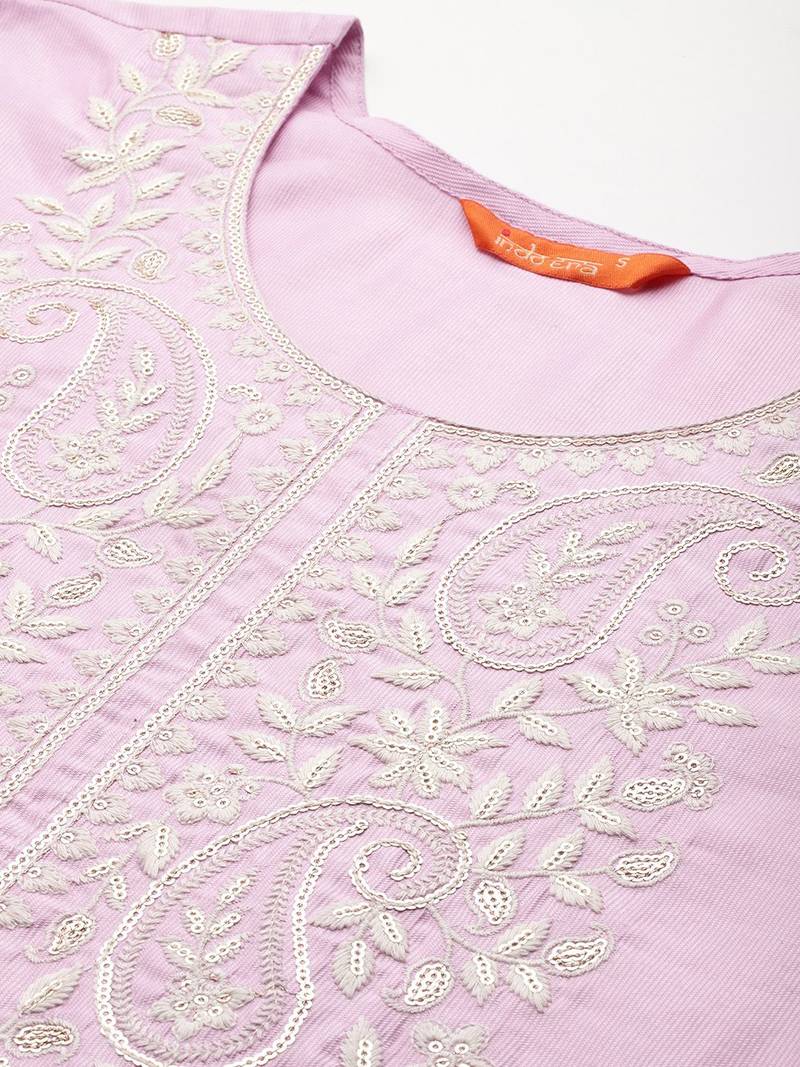 Ethnic Motifs Embroidered Thread Work Liva Kurta with Trousers & Dupatta