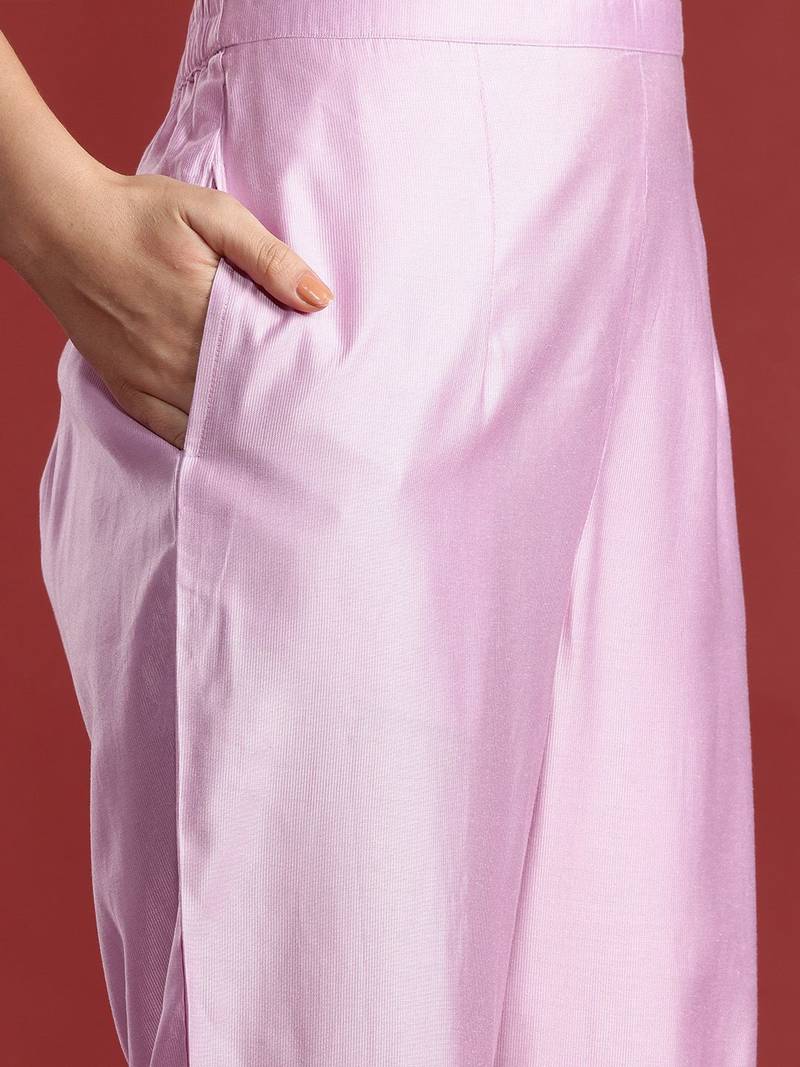 Ethnic Motifs Embroidered Thread Work Liva Kurta with Trousers & Dupatta