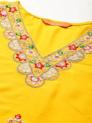 Ethnic Motifs Embroidered Sequinned Kurta With Trousers & Dupatta 2