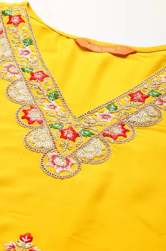 Ethnic Motifs Embroidered Sequinned Kurta With Trousers & Dupatta