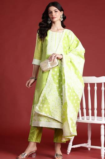 Ethnic Motifs Kurta with Trousers & With Dupatta