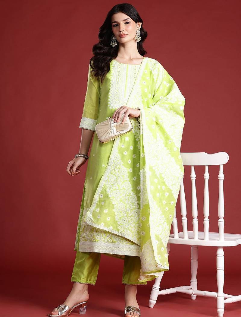 Ethnic Motifs Kurta with Trousers & With Dupatta