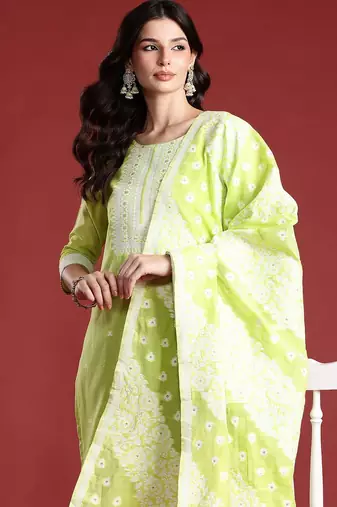 Ethnic Motifs Kurta with Trousers & With Dupatta