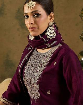 Women Ethnic Motifs Embroidered Regular Kurta with Trousers & With Dupatta 2