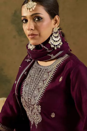 Women Ethnic Motifs Embroidered Regular Kurta with Trousers & With Dupatta
