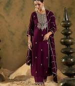 Women Ethnic Motifs Embroidered Regular Kurta with Trousers & With Dupatta