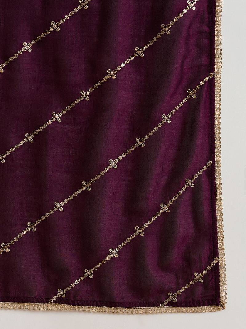 Women Ethnic Motifs Embroidered Regular Kurta with Trousers & With Dupatta