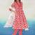 Women Floral Printed Pleated Beads and Stones Pure Cotton Kurta with Trousers & With Dupatta