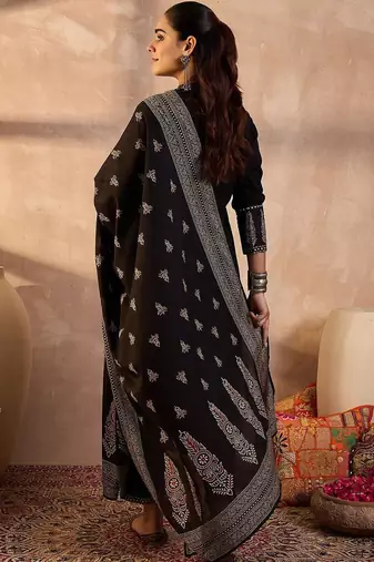 Women Ethnic Motifs Printed Regular Thread Work Pure Cotton Kurta with Trousers & With Dupatta