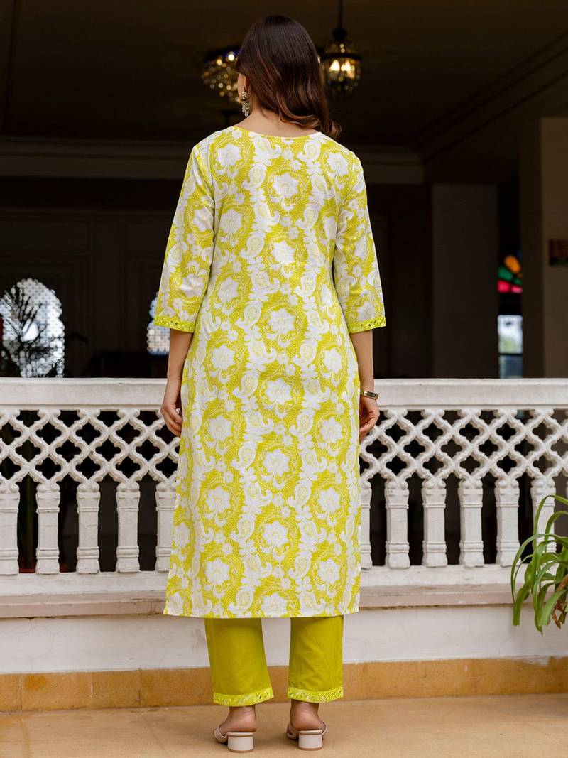 Women Ethnic Motifs Printed Regular Pure Cotton Kurta with Trousers & With Dupatta