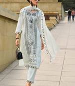 Women Ethnic Motifs Embroidered Regular Thread Work Kurta with Trousers & With Dupatta