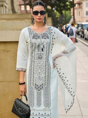 Women Ethnic Motifs Embroidered Regular Thread Work Kurta with Trousers & With Dupatta 2