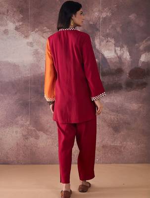 Geometric Thread Work Round Neck Straight Kurta With Trouser 5