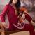 Geometric Thread Work Round Neck Straight Kurta With Trouser
