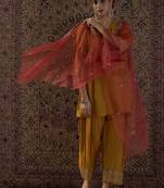 Ethnic Motifs Embroidered Thread Work Kurta With Patiala & Dupatta