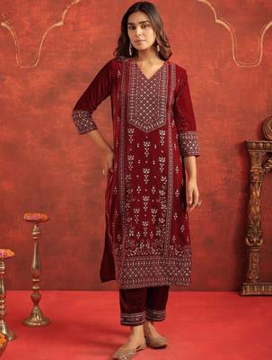 Women Ethnic Motifs Embroidered Kurta with Trousers & Dupatta 4