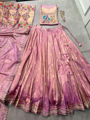 Women's Designer Paithani silk blend blend Zari Woven Lehenga Choli with Paithani Border Dupatta 5