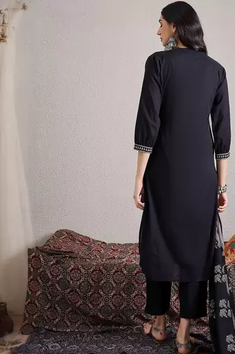 Women Ethnic Motifs Embroidered Cotton Kurta with Trousers & Dupatta