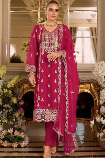 Women Ethnic Motifs Embroidered Kurta with Trousers & Dupatta