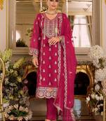 Women Ethnic Motifs Embroidered Kurta with Trousers & Dupatta
