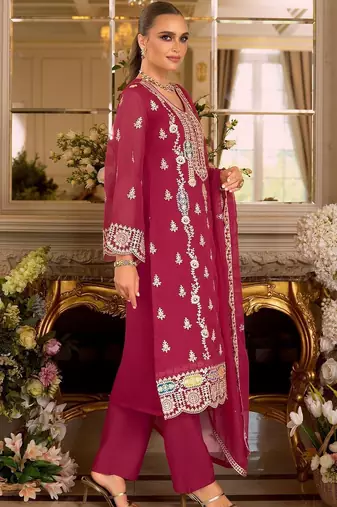 Women Ethnic Motifs Embroidered Kurta with Trousers & Dupatta