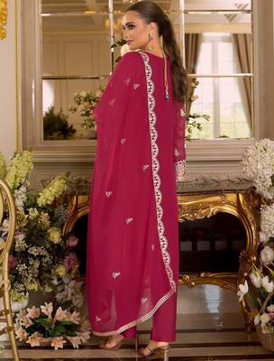 Women Ethnic Motifs Embroidered Kurta with Trousers & Dupatta 4