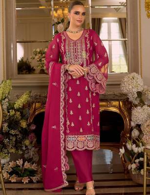 Women Ethnic Motifs Embroidered Kurta with Trousers & Dupatta 5