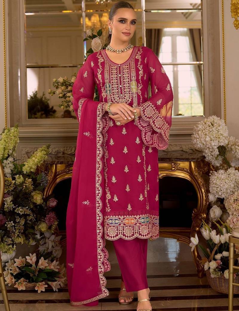 Women Ethnic Motifs Embroidered Kurta with Trousers & Dupatta